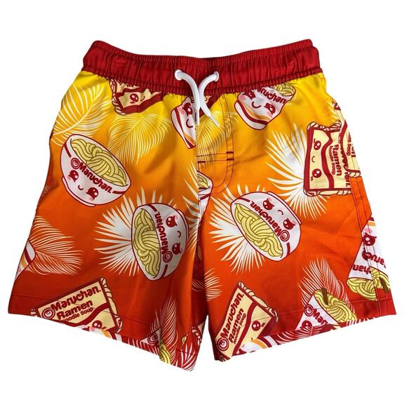 Maruchan Ramen Boys Palms Graphic Swim Shorts XS 4-5 New - Picture 1 of 8